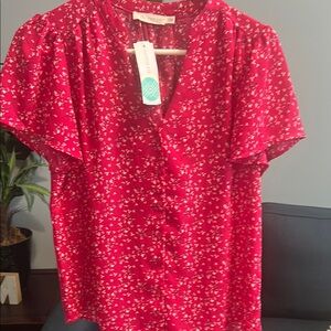 Women's Floral deep pink  Top new from stitch fix small. Lush brand